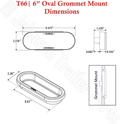 T66 | 6" Oval LED Tail Light Kit - Grommet Mount