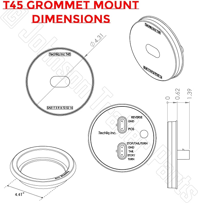 T45 | Hi Visibility LED Tail Light Kit - 4" Round GM w/ Reverse Lights