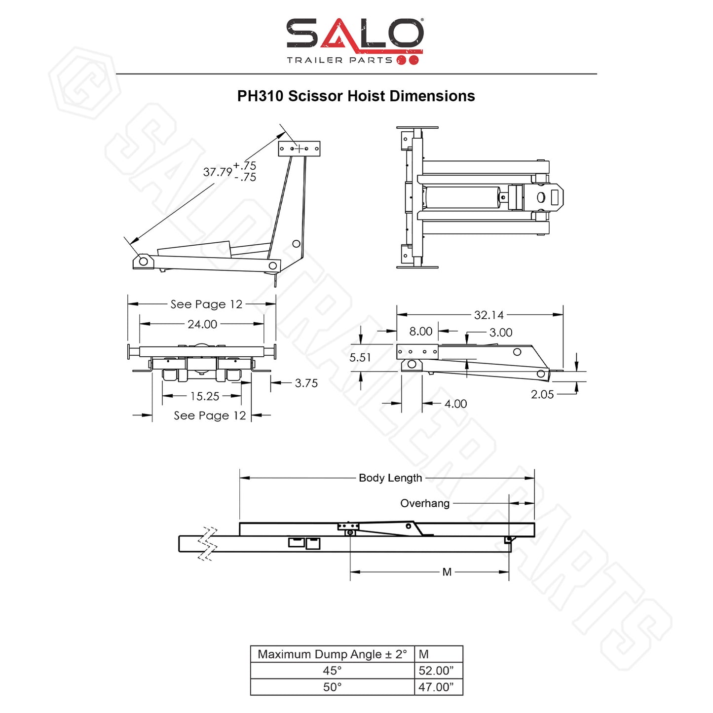 3 Ton Hydraulic Scissor Hoist Kit | Fits 8′-10′ Dump Beds | PH310