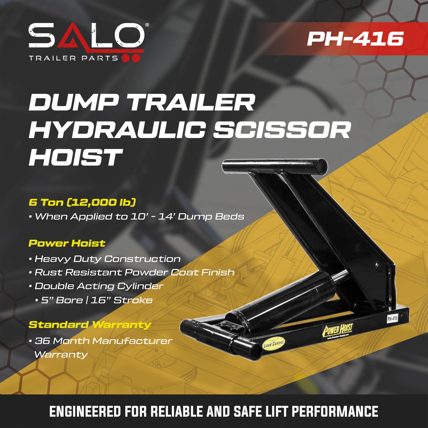 6 Ton (12,000 lb) Dump Trailer Hydraulic Scissor Hoist Kit – PH416