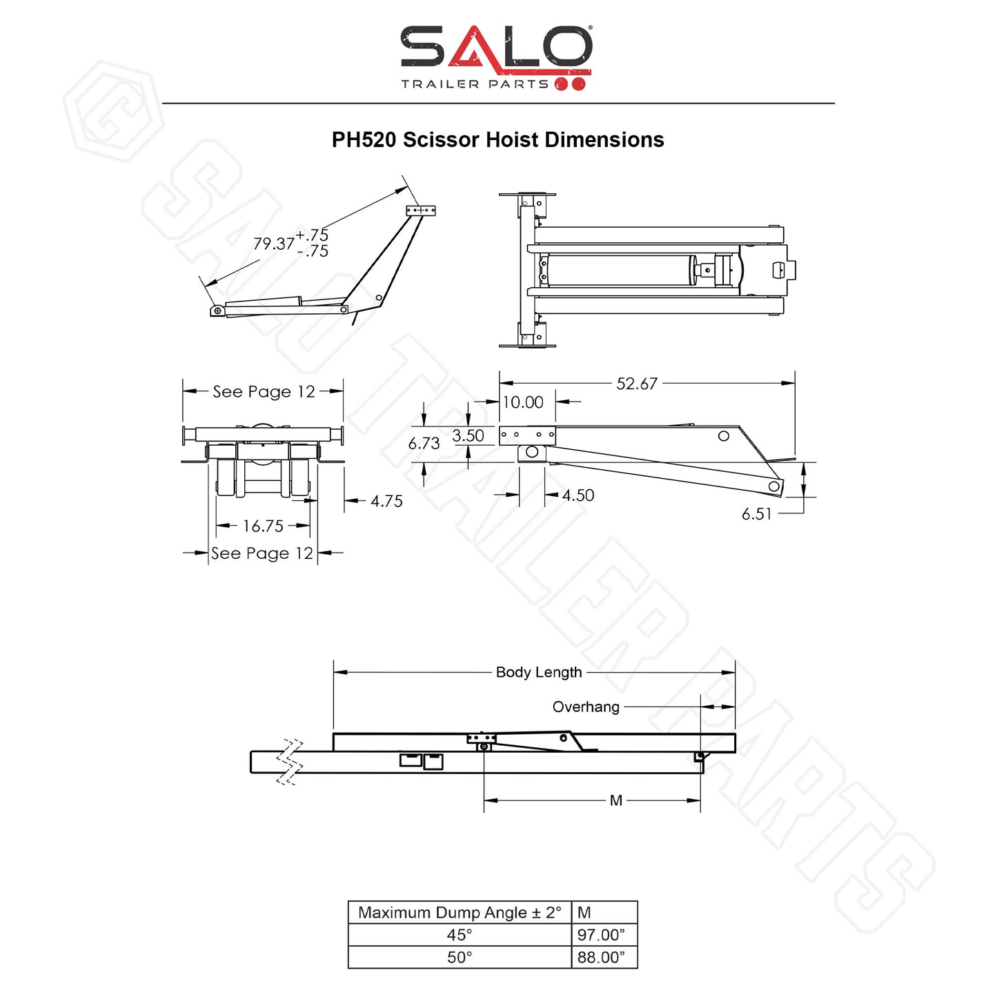 10 Ton Hydraulic Scissor Hoist Kit | Fits 10′ – 16′ Dump Beds | PH520