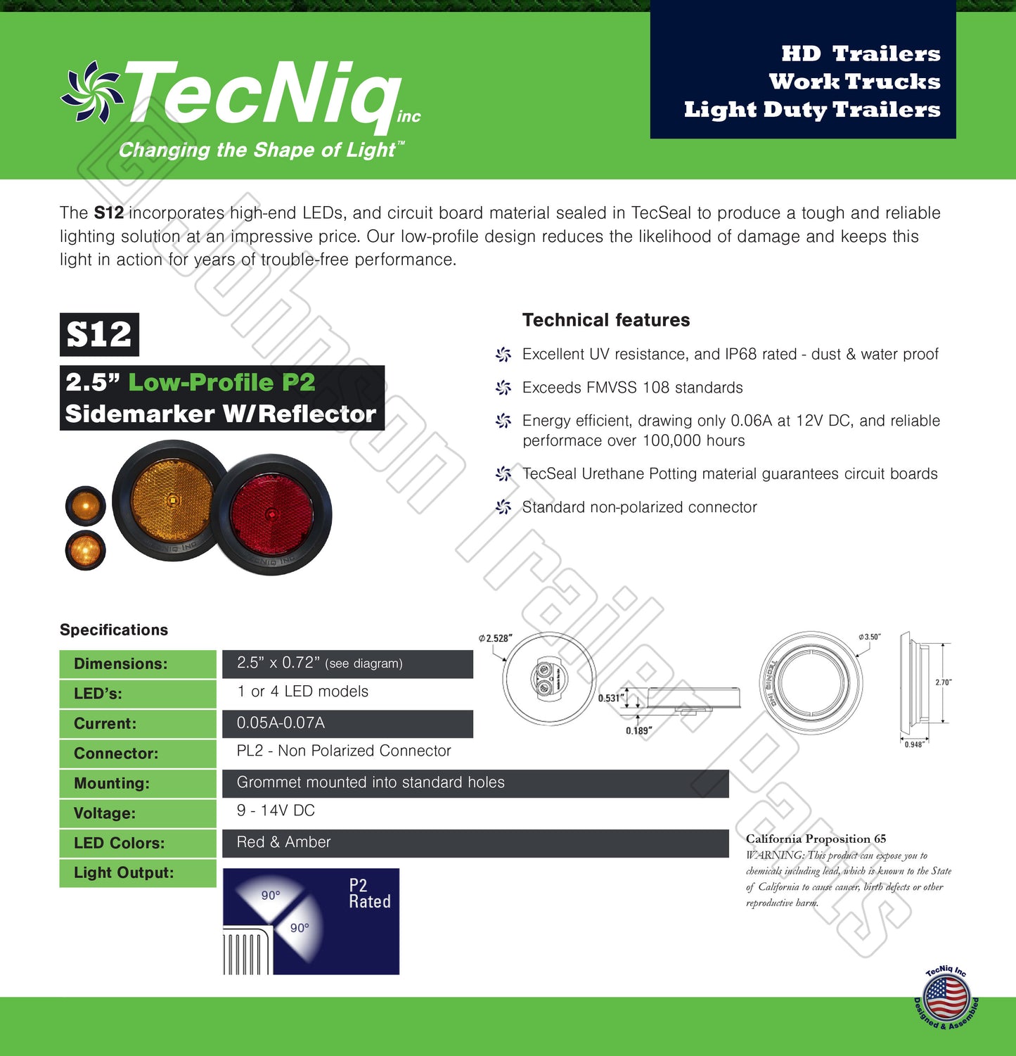 S12 | Pair of 2.5″ Grommet Mount Red LED Side Markers