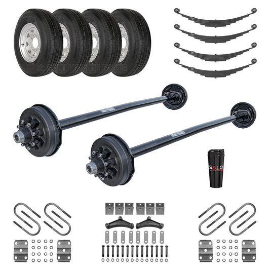 Tandem 7,000 lb Electric Brake Axle Kit w/ Wheels & Tires