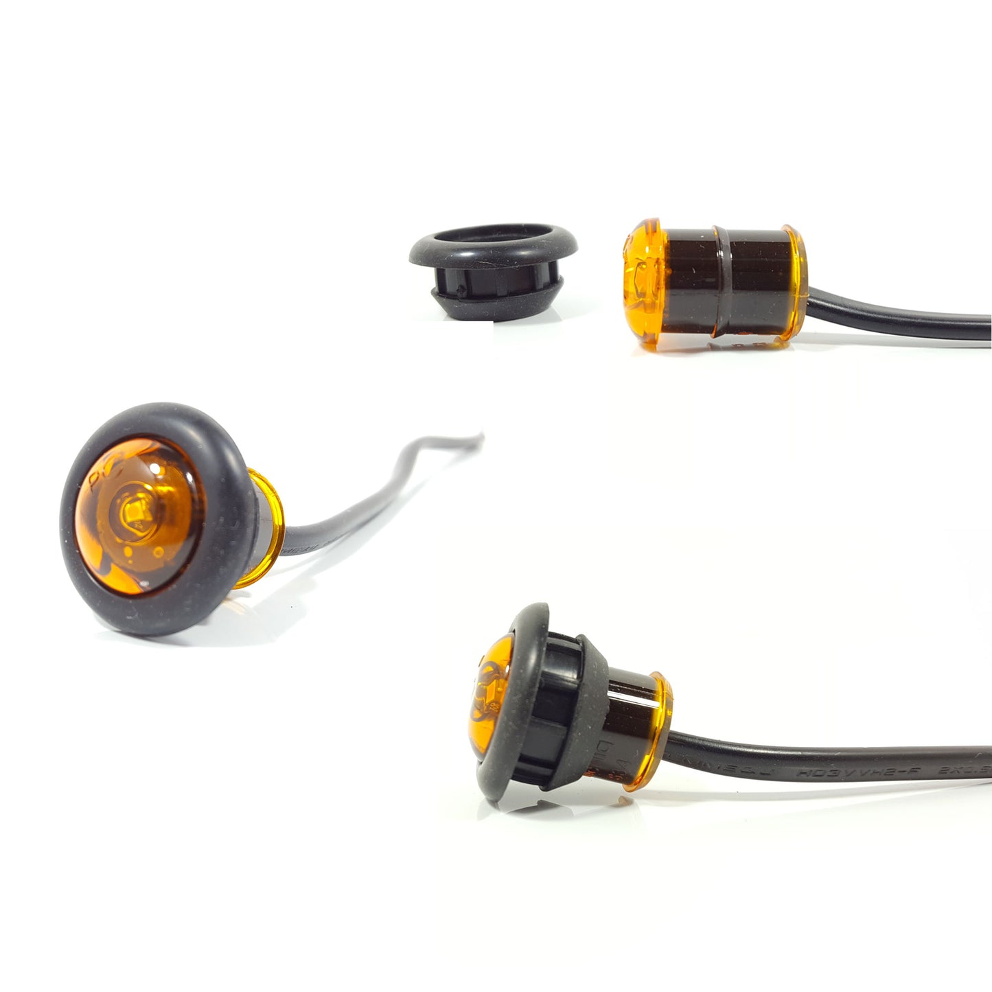 10 Pack - 3/4" Amber Side Marker LED Lights (PC Rated)