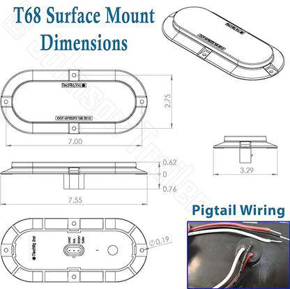 T68 | High Visibility LED Tail Light Kit - 6" Oval Surface Mount