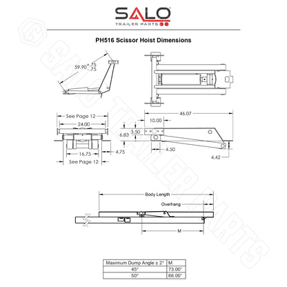 8 Ton Hydraulic Scissor Hoist Kit | Fits 10′ – 14′ Dump Beds | PH516