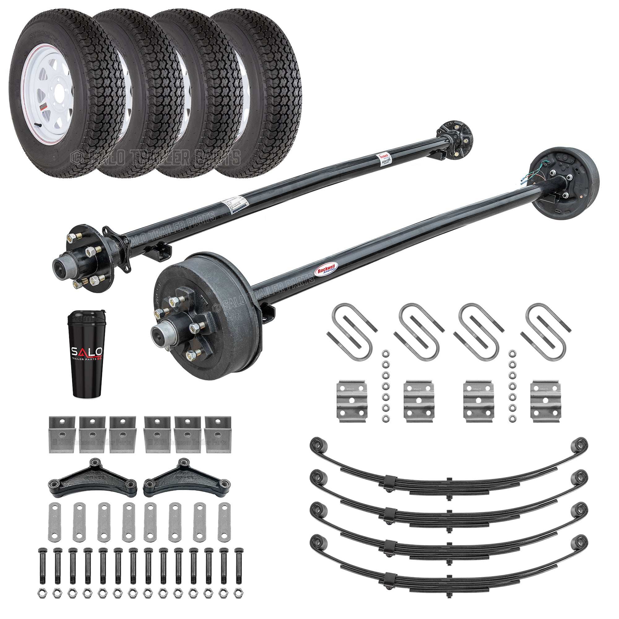 Tandem 3,500 lb Axle Kit with Wheels & Tires | Brakes on 1 Axle - Salo ...