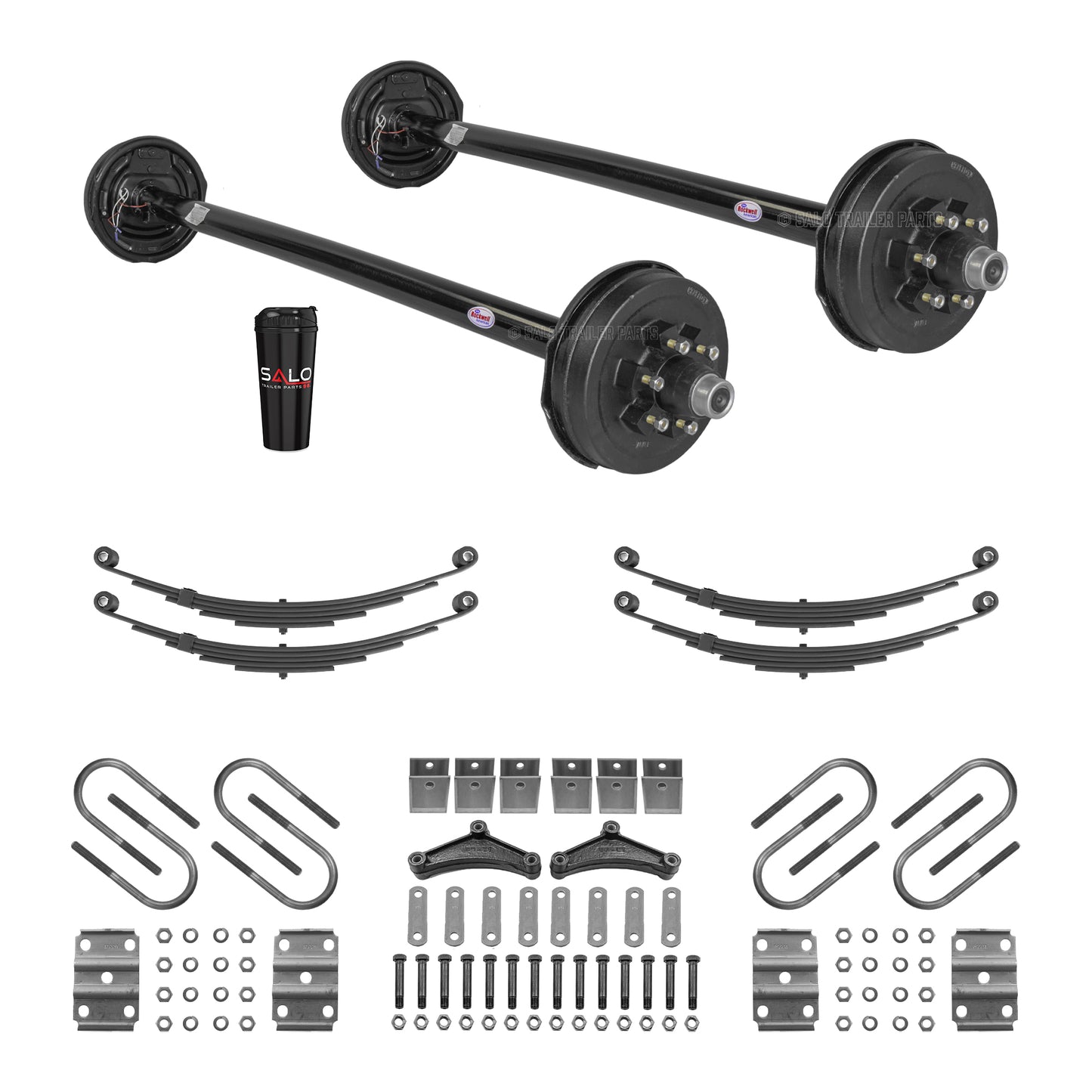 Tandem 5,200 lb Electric Brake Axle - Running Gear Set (10,400 lb Capacity)