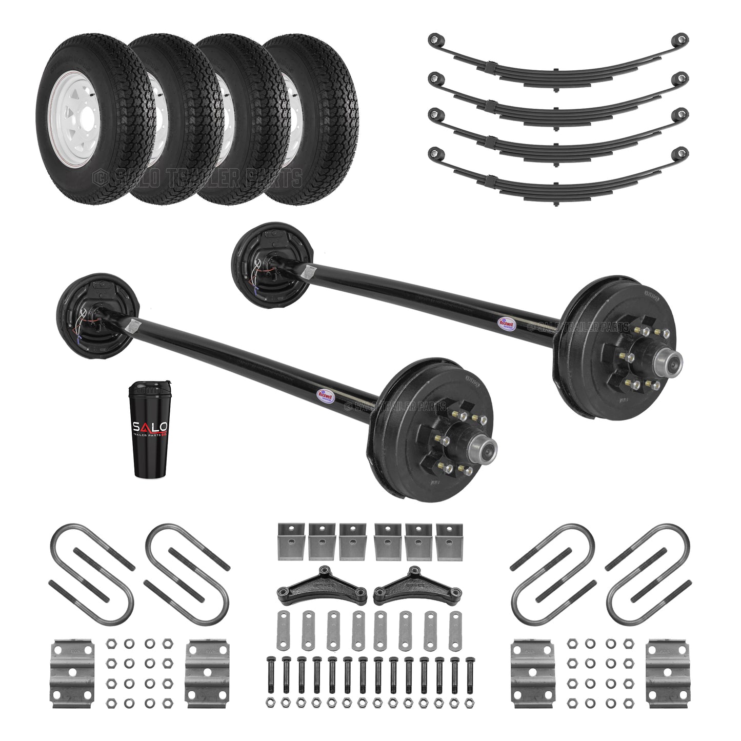 Tandem 5,200 lb Electric Brake Axle Kit w/ Wheels & Tires (10,400 lb Capacity)